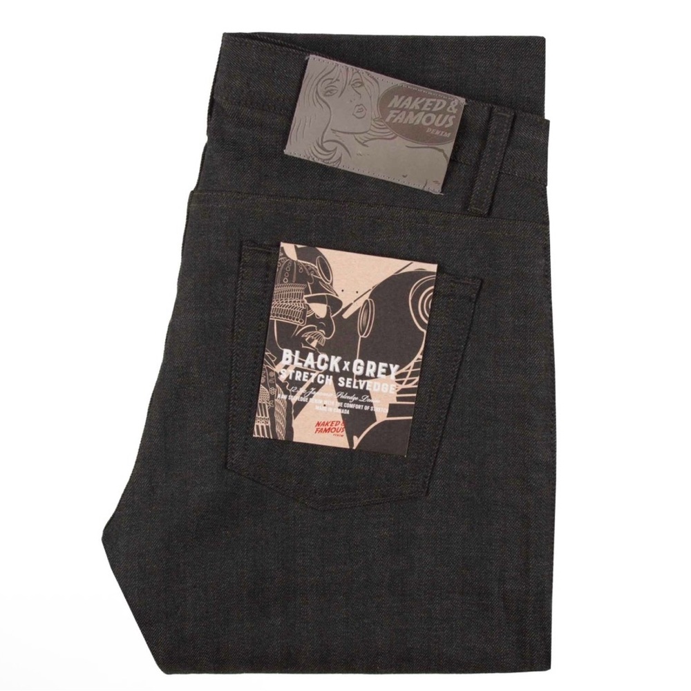 NAKED AND FAMOUS DENIM
Weird Guy Stretch Selvedge - Black x Grey